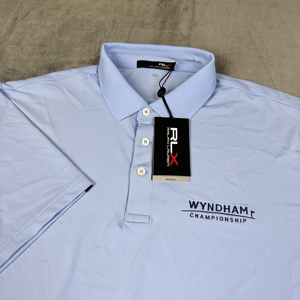 NWT Ralph Lauren RLX Wicking Golf Polo Shirt Mens Large Wyndham Logo Performance